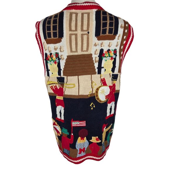 Vintage '96 Eagles Eye Collectibles Patriotic Parade Knit Vest Medium Navy Red - Picture 3 of 14